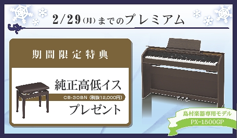 カシオ電子ピアノ専用高低イスプレゼント