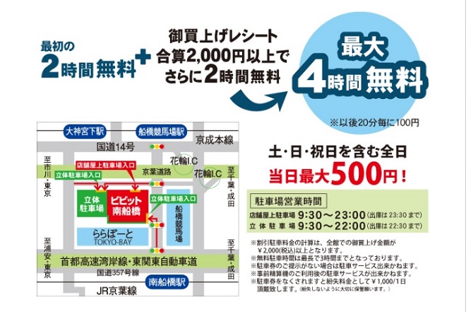 駐車場のご案内 ビビット南船橋