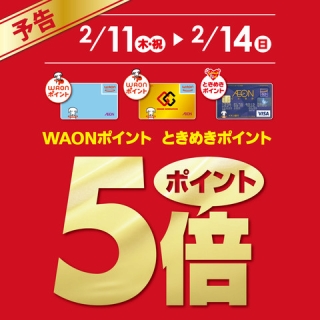 2/11-2/14WAON・ときめきポイント5倍