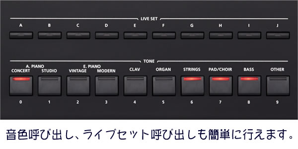 RD-800 TONEボタンとLIVE SETボタン