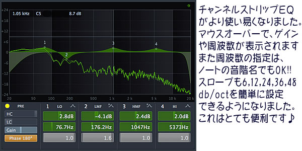 Cubase 8 のより使い易くなったチャンネルストリップEQ