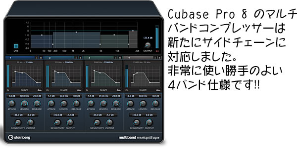 Cubase Pro 8 の Multiband Compressor