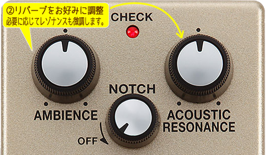 「BOSS AD-2」アンビエンスつまみだけで複雑なリバーブ設定を簡単に行えます。