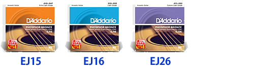 D'Addario Get+1 キャンペーン対象アコギ弦① EJ15, EJ16, EJ26 島村楽器 イオンモール宮崎店で税込み￥1,101で販売中!!