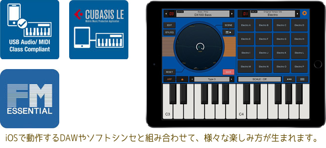 MXシリーズは、現行MOTIF シリーズの中で唯一iOSと組み合わせて様々な楽しみがあります。