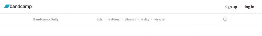 Bandcamp Dailyのメニュー画面