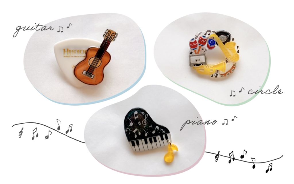 簡単なのに本格的♪ プラ板で作る楽器モチーフブローチ【Happy Jam