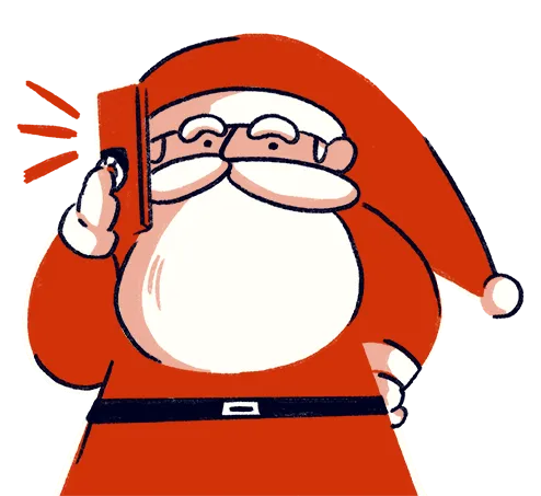 電話をするサンタクロースのイラスト