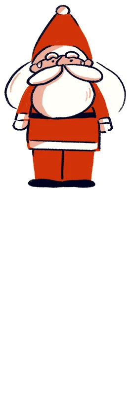 カメラのシャッターをジャンプで押すサンタクロース