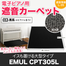 電子ピアノ用遮音カーペット<br />
CPT305L<br />
サイズ：150(W)×120(D)cm<br />
色：ミルキーブラック <br />
<br />
販売価格￥23,800(税込)