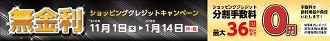 分割払い、無金利キャンペーン実施中！