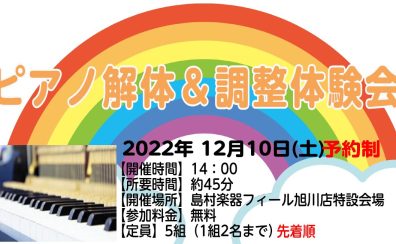 12月10日（土）ピアノ解体ショー&調整体験会イベント