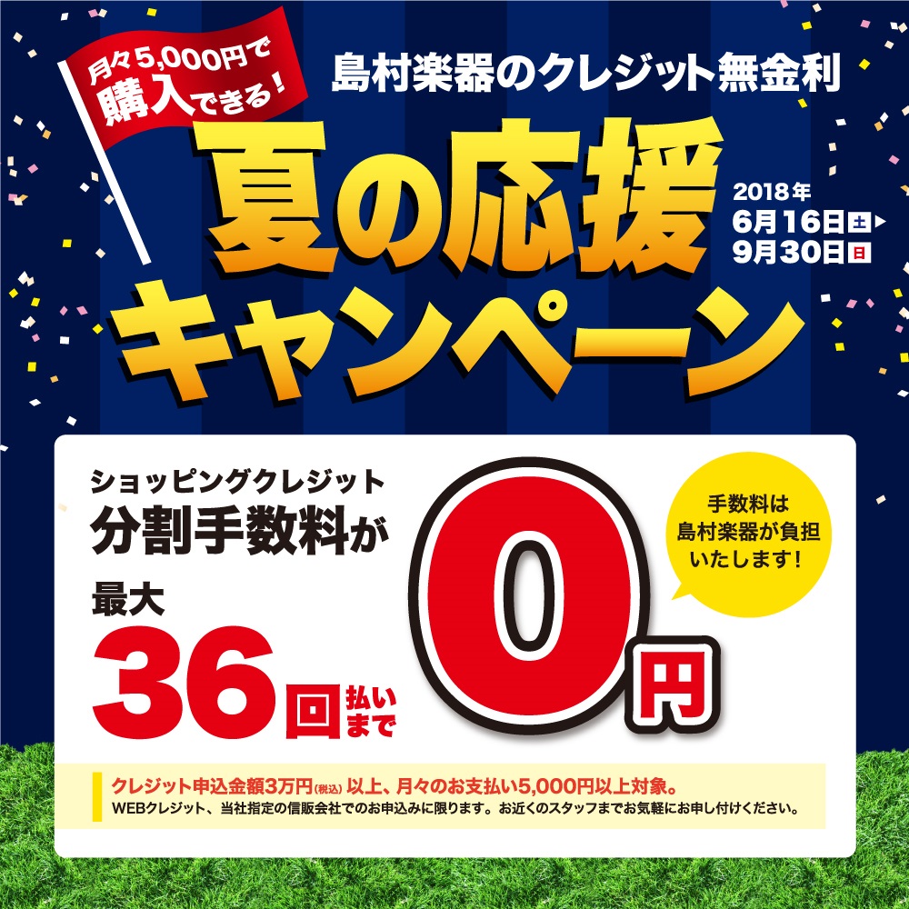 【キャンペーン】ショッピングクレジット 最大36回払いまで分割無金利 ～9/30(日)