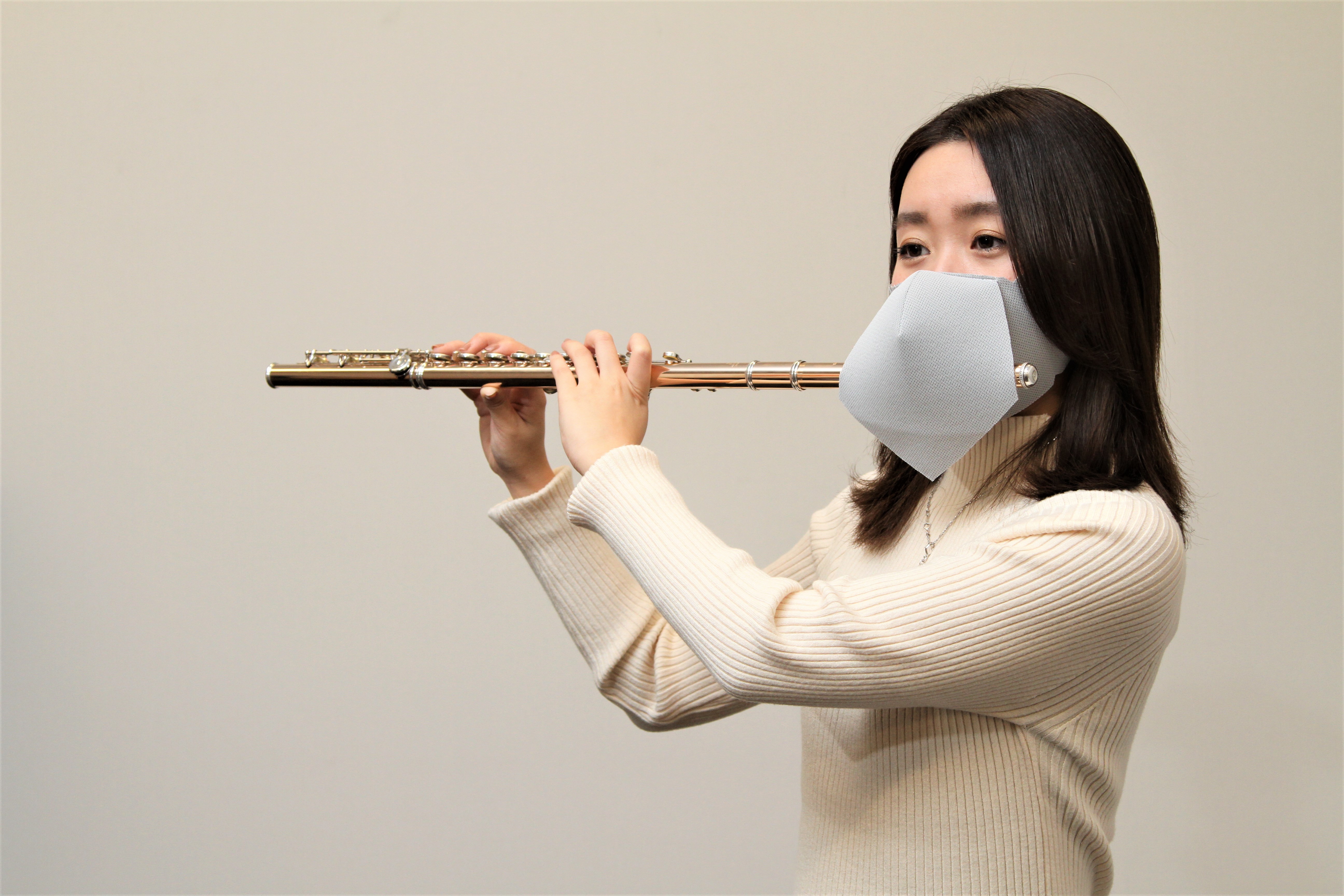 【管楽器用マスク】フルート演奏時の飛沫拡散を防止するマスクが新発売！！