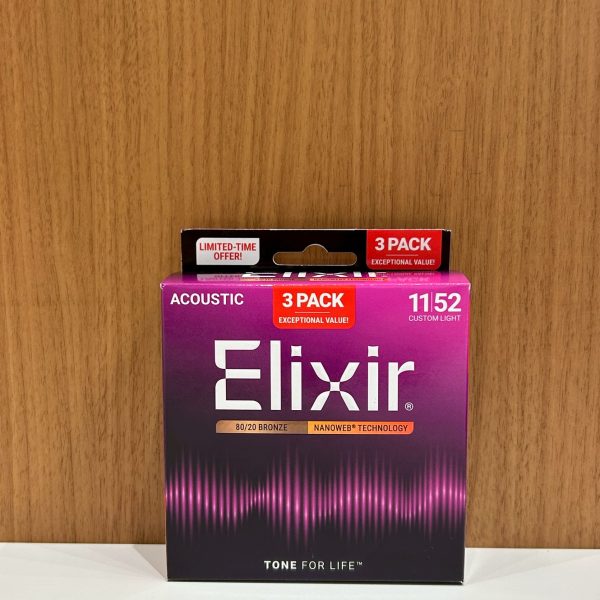 ● エリクサー NANOWEB 80/20 ブロンズカスタム ライト（11-52）<br />
【こんな方におすすめ】 <br />
・弾き語り用のストロークも、フィンガーピッキングもバランスよく楽しみたい方 <br />
・80/20ブロンズの明るく前に出るサウンドを、長くキープしたい方 <br />
￥6,200(税込)