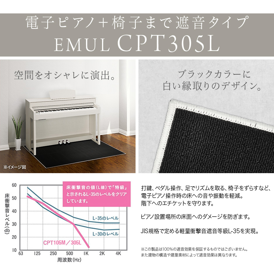 エミュール 遮音 防振 カーペット【EMUL】電子ピアノ用 防音
