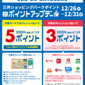 【12/26(火)～12/31(日)】三井ショッピングパークポイント〈ポイントアップデー〉開催♪