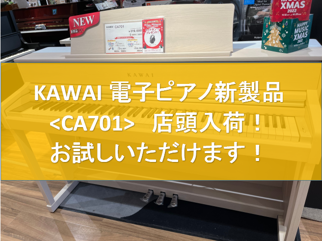 皆さんこんにちは！ピアノ担当の大木です。外もそろそろクリスマスのモードになってきましたね。 2022年11月10日にカワイ電子ピアノの新製品が発売されました！ CA79の後継機種である<CA701>がエキスポシティ店には早速入荷しております！ 新しくなった音や機能を実際に触って確かめられ […]