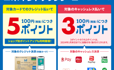 【12月12日～17日】三井ショッピングパークポイントがたくさん貯まる！お得なキャンペーンのお知らせ