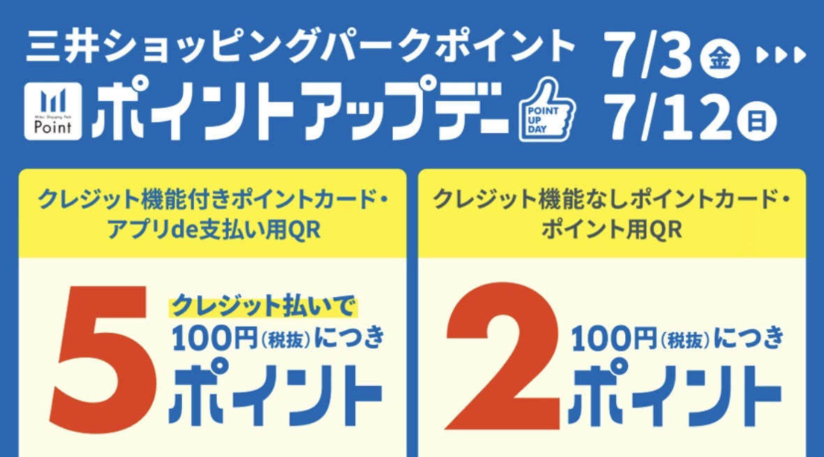 お得なお買い物期間がスタートします。ぜひこの機会をお見逃しなく！！ 7/3(金)～7/12(日)の期間、三井ショッピングパークポイントポイントアップデーを開催されます！ CONTENTSお得なキャンペーン概要電子ピアノでどれぐらいお得になるの？当日カード作成も可能ですお得なキャンペーン概要 7/3( [&hellip;]