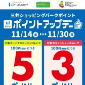 11/14(金)~11/30(日) 三井ショッピングパークポイント ポイントアップデー開催!