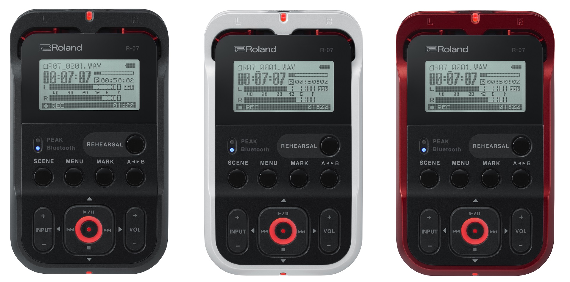 Roland ( ローランド )がBluetooth対応で、スマートフォン/ スマートウォッチからリモコン操作が可能なハイレゾ・オーディオ・レコーダー「R-07」を発売します。カラーはブラック、ホワイト、レッドの3色