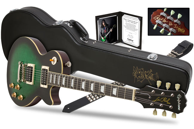 Slash Les Paul STD Plustop Pro Premiumは、美しいAAAのハイグレードなフレイムメイプルトップを採用し、Custom “Slash” Profileと呼ばれる専用のネック形状、 セイモア・ダンカン製Slashシグネチャー・ピックアップを搭載するなど、こだわりのスペックを詰め込んだモデル。スペシャルな特典を加えたサイン入りの本モデル”Premium”と通常モデルの2種類がラインナップとなっています。  ※こちらは入荷予定など未定となっております。ご不明な点はお近くの店舗までお問い合わせくださいませ。