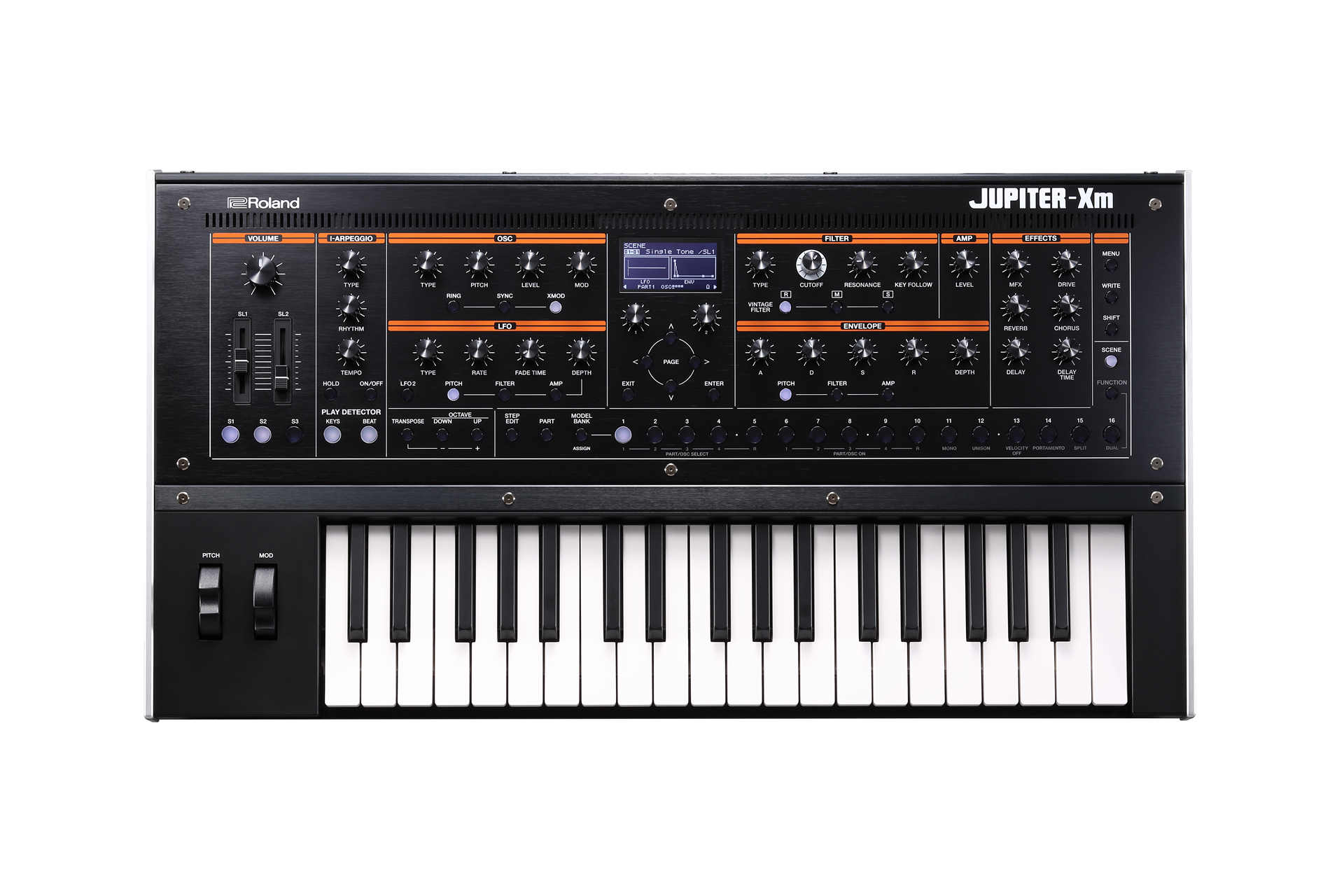 Rolandの歴代のアナログシンセ・デジタルシンセ・ドラムマシンのサウンドが詰め込まれたシンセサイザーJUPITER-Xm