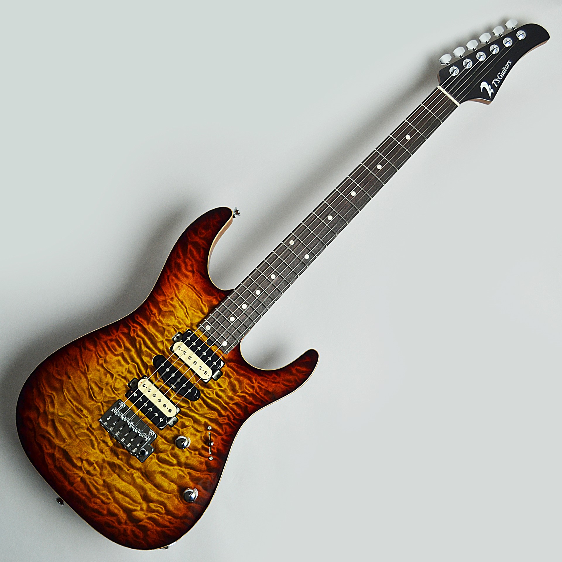 エレキギターT's Guitars「DST-Pro24-Type2,Quilt Bengal Burst」