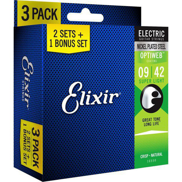 新品Elixir OPTIWEB Super Light (.009-.042) 3セットボーナスパック
