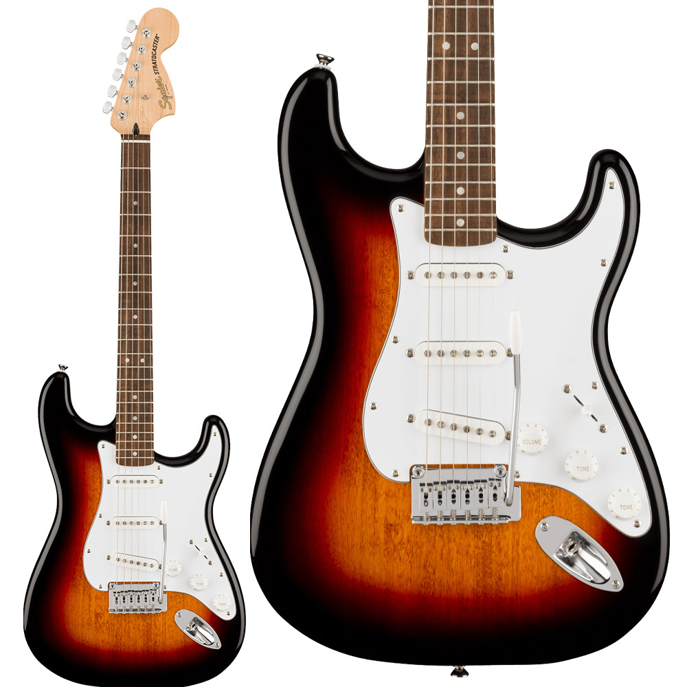 新品Squier by Fender Affinity Series Stratocaster Laurel Fingerboard White Pickguard 3-Color Sunburst
