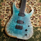 【展示ギター】Skervesen Guitars Raptor 6 Poplar Burl Aqua Blue Burst MH 【3.33kg】