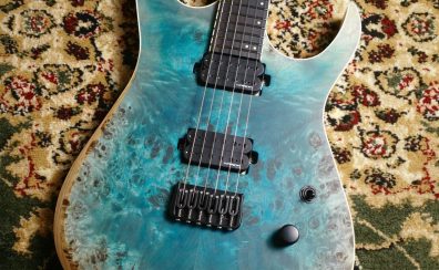 【展示ギター】Skervesen Guitars Raptor 6 Poplar Burl Aqua Blue Burst MH 【3.33kg】