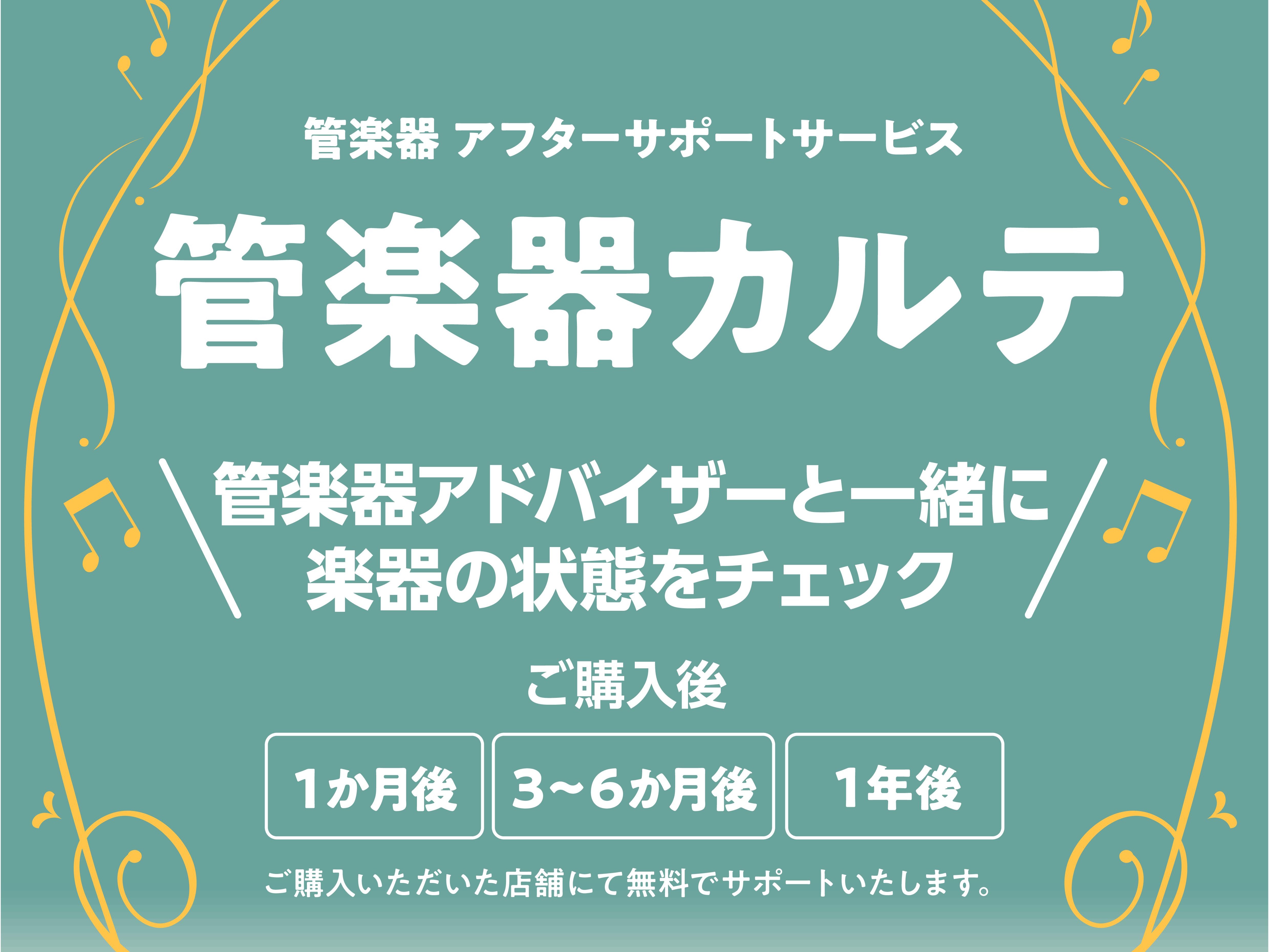 CONTENTS管楽器カルテとは…？対象楽器参加に必要なもの実施内容お申込み方法お問合せ管楽器カルテとは…？ フルート・クラリネット・サックス・トランペット・トロンボーン（中古・ビンテージ含む）を対象に、島村楽器の店頭で実施している、管楽器のアフターサポートのこと。 島村楽器の社内資格「管楽器アドバ [&hellip;]