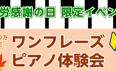 【勤労感謝の日】ピアノを弾いて癒されませんか？【体験会】