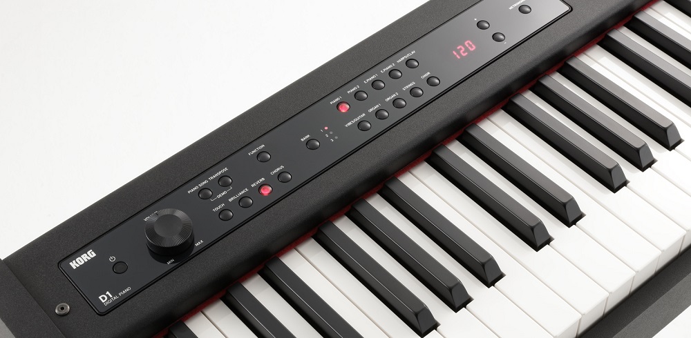 KORG から持ち運びも可能なコンパクト設計の88鍵デジタルピアノ「D1 