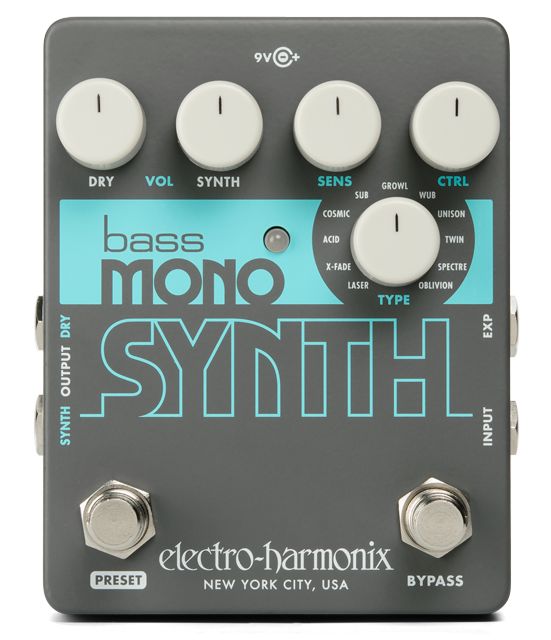 【ベースシンセ】-Electro Harmonix-ベースサウンドを11タイプのシンセサウンドに変換する”Bass Mono Synth”登場！