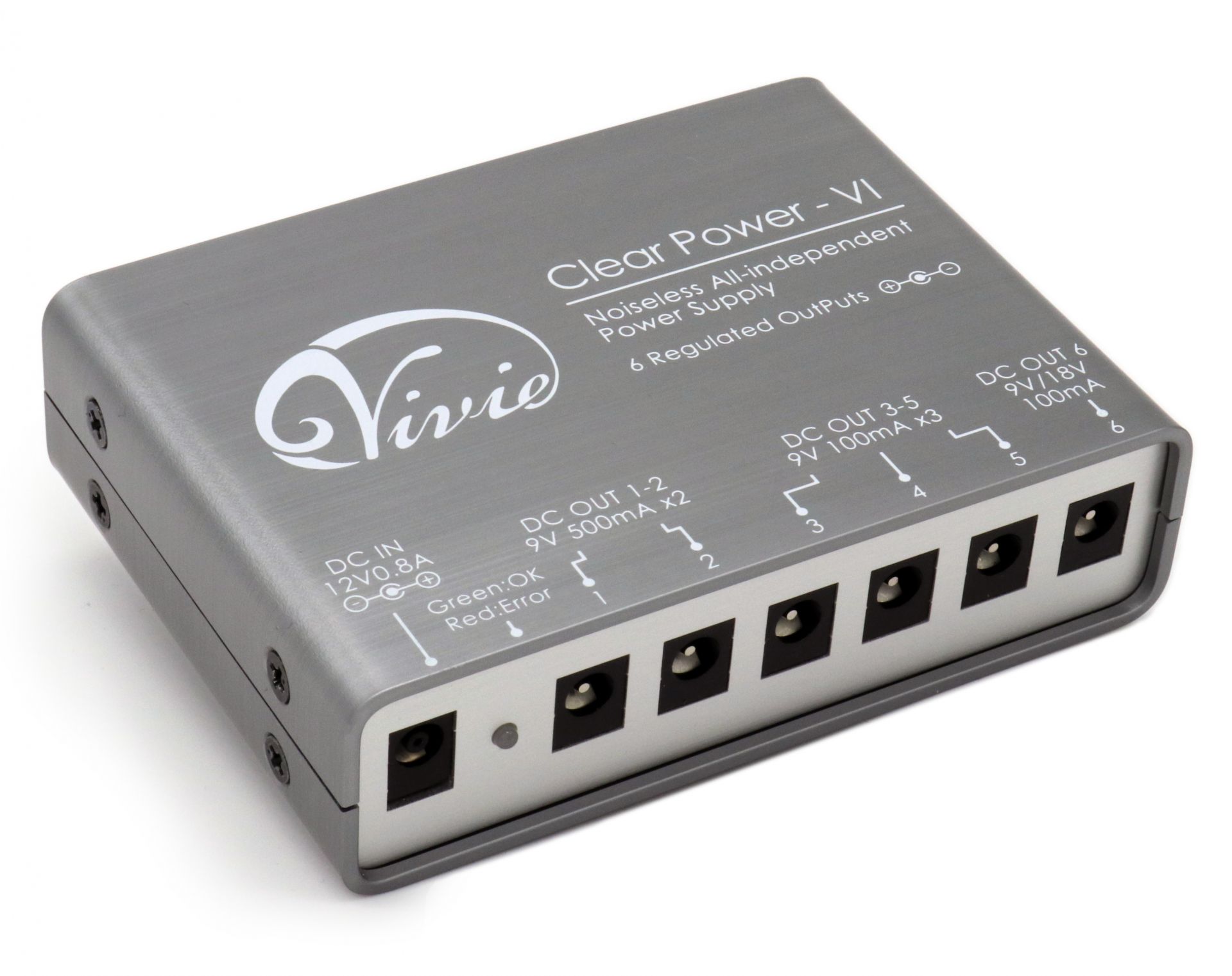 *Vivie Clear Power-Ⅵ Clear Power-Ⅵは、独立レギュレートアウトを6系統搭載したパワーサプライ。9V-500mA×2、9V-100mA×4(OUT6は内部DIPスイッチの切り替えで18V出力にも対応)の6系統で合計容量は800mAまで使用可能です。スイッチング式と比べて […]