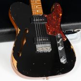 【USED/中古エレキギター】Fender Custom Shopから杢目がしっかりと出たローステッドの3Aフレイムメイプルをネックにボディにはマホガニーを採用したシンラインモデル、 2020 Limited Edition P90 Thinline Telecaster Relic Black入荷しました！！