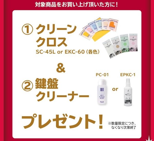 《対象商品》<br />
AP-S5000GP/S<br />
<br />
【プレゼント】<br />
クリーンクロス、鍵盤クリーナー