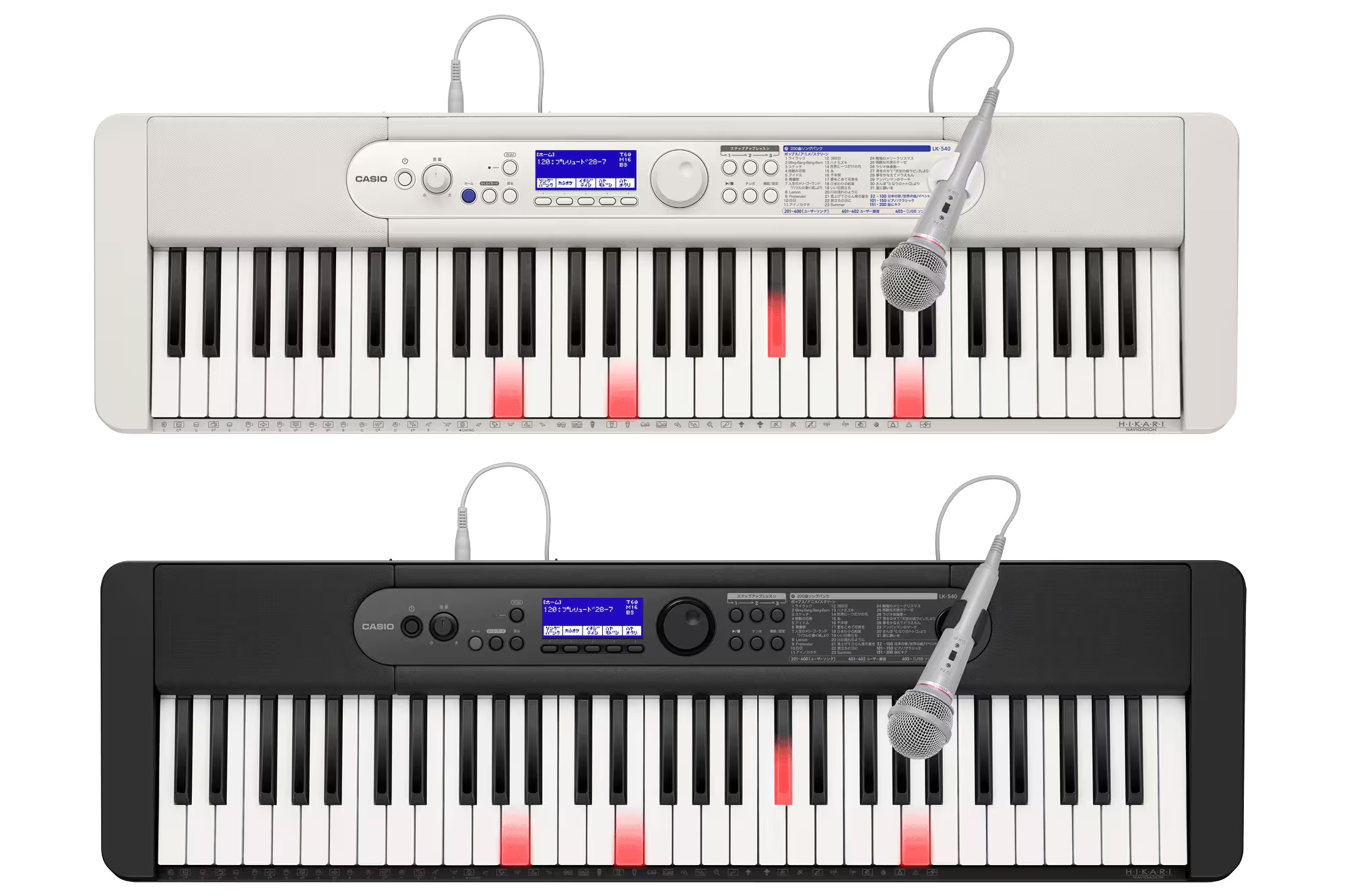 内蔵曲数、音色数が充実し曲の追加機能を搭載した光ナビゲーション キーボードCASIO / LK-540（WE・BK）