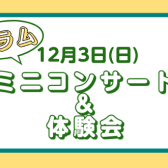 12月3日(日)ドラムミニコンサート＆体験会実施します！