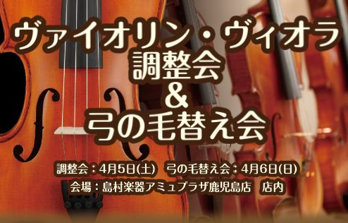 当社の工房の弦楽器技術者がヴァイオリンとヴィオラの調整会と弓の毛替え会を実施します!お気に入りの楽器を長く愛用していただくために企画いたしました!お使いの楽器をメンテナンスされませんか? CONTENTS調整会毛替え会お問合せ調整会 詳細 毛替え会 詳細 お問合せ