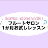 【1ヶ月お試しレッスン】江戸川区・西葛西で始める　予約制！フルートレッスン♪