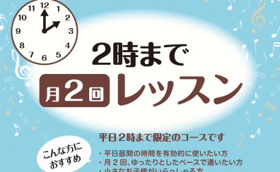 【平日2時まで月2回レッスン】気軽に楽器をはじめてみませんか？