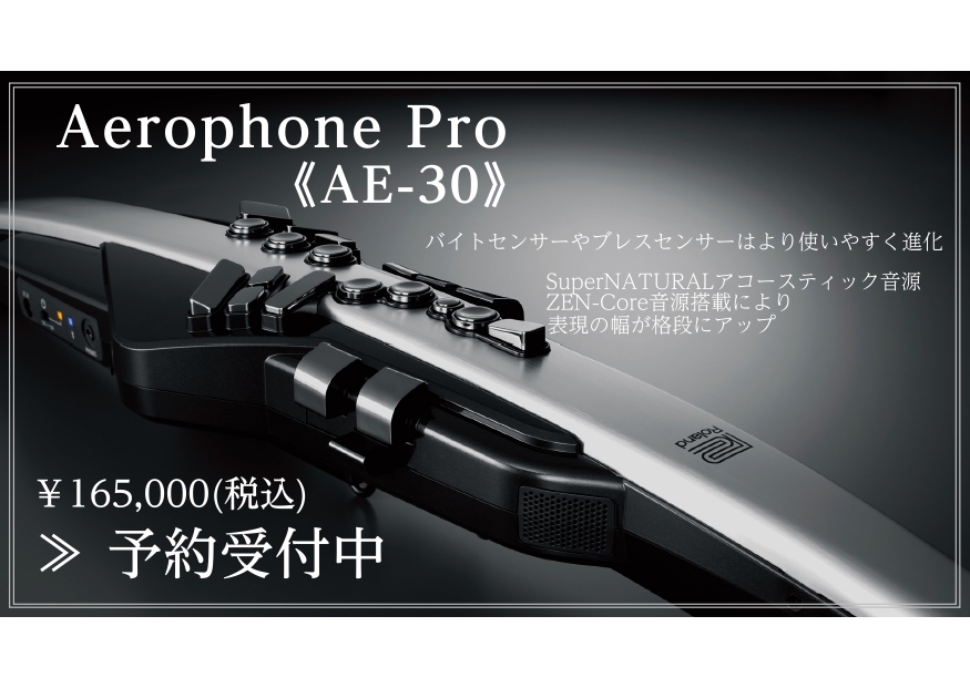 *AE-30 Aerophone Pro |*メーカー|*品番|*販売価格| |Roland|Aerophone Pro|[!￥165,000(税込)!]| 管楽器の新しい世界を広げるデジタル楽器として誕生したAerophoneの最上位機種として、このたびAerophonePro（品番：AE-30) […]