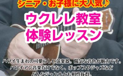 自宅でも音を気にせず練習できる楽器！ウクレレを趣味にしよう！平日日中に通えるウクレレ教室🎵