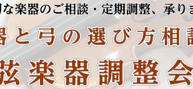 【バイオリン・ビオラ・チェロ奏者必見!】弦楽器調整会のご案内