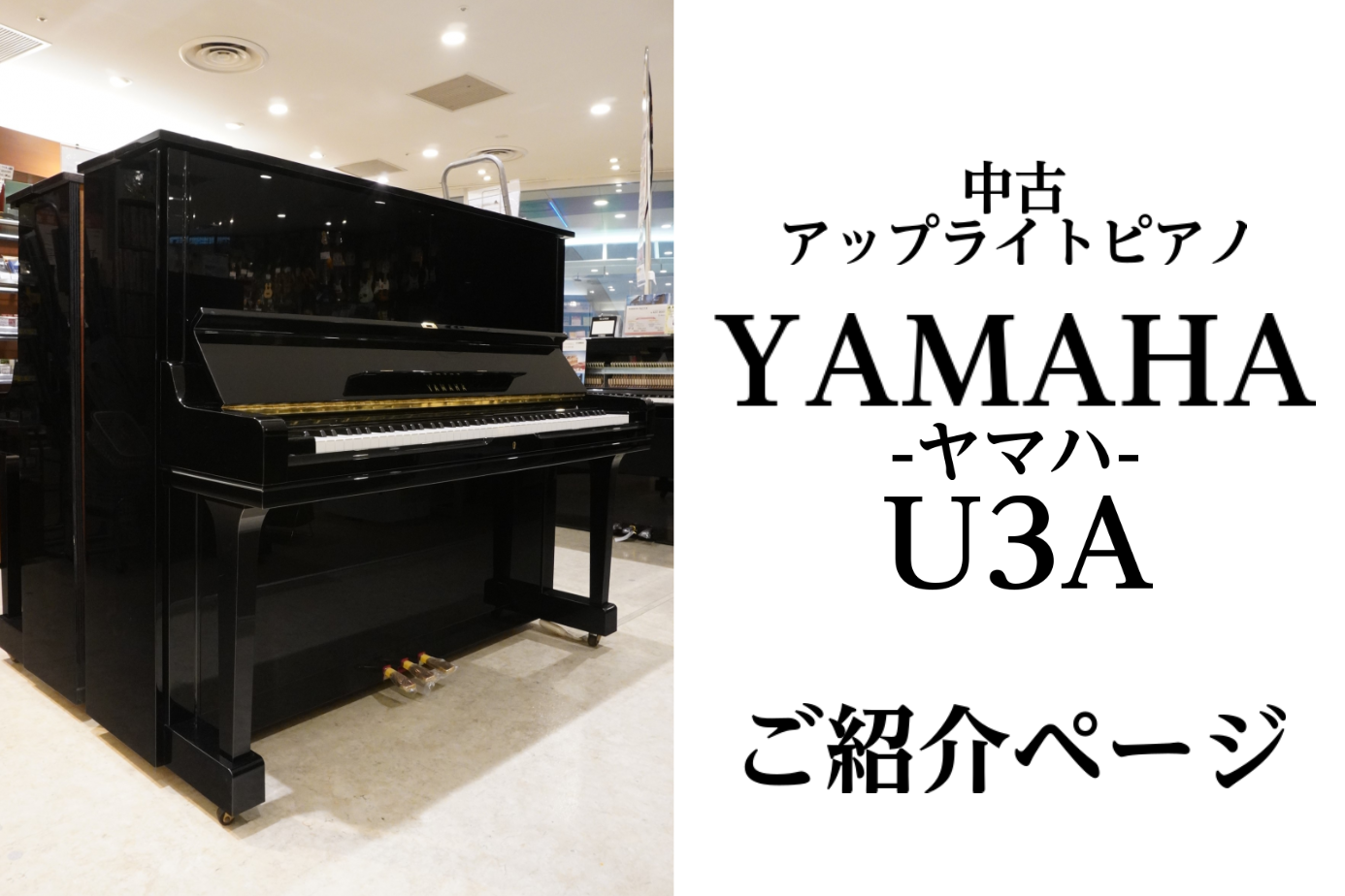 **スペック |*ブランド|YAMAHA| |*型名|U3A(1984年製)| |*仕上げ|鏡面艶出仕上| |*販売価格]](税込)|[!￥404,800 !]| |*外形寸法|153（幅）× 65（奥行）× 131（高さ）cm| |*質量|235kg| *製品の特長 バランスの良いトータルな音の美 […]