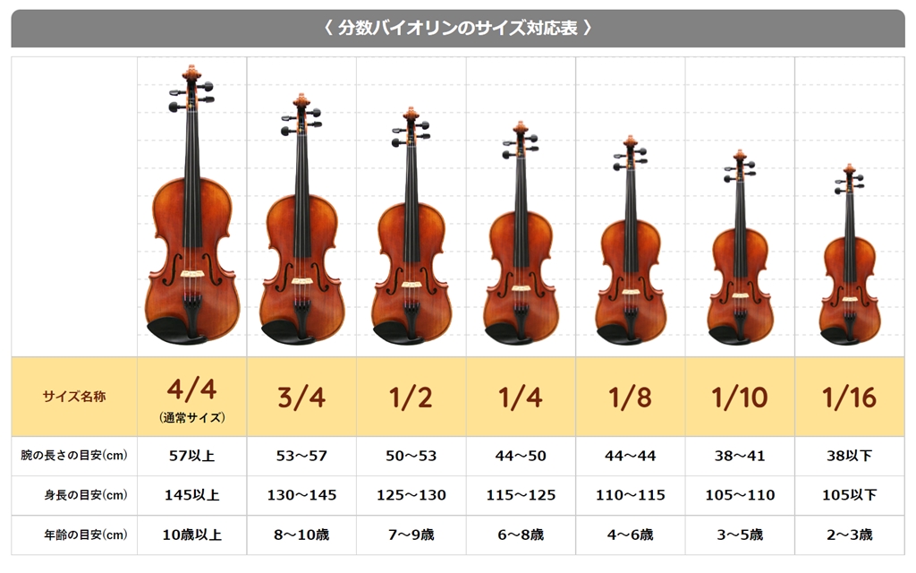 バイオリン 分数 1/10-